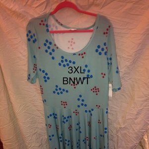 LULAROE NICOLE -NWT 3XL BLUE GREY WITH RED